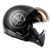 Capacete Moto Peels Mirage F 21 F-21 North Navy Custom Aviador C/ 2 Viseiras Queixeira Removível - Preto Fosco