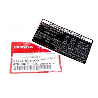 Adesivo Capa Corrente Advertência Precaução Pneu Xr 250 Tornado Até 2008 Original Honda 87505kpe930