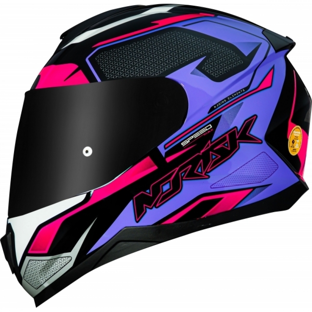 Capacete Esportivo Moto Norisk Razor Speedmax Preto Roxo Rosa Fechado Masculino Feminino