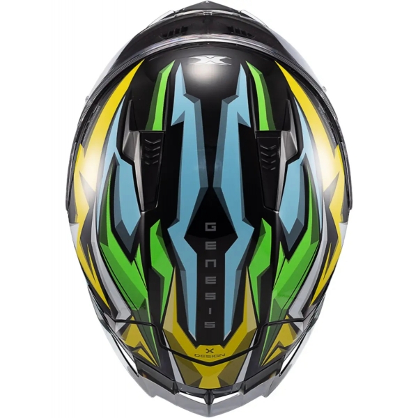 Capacete Esportivo Texx Raptor MotoGp Genesis C/ Spoiler + Viseira Extra Masculino Feminino - Azul Amarelo