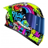 Capacete Moto Norisk Flow Trap Desenho Preto Amarelo Feminino Masculino C/ Spoiler + Viseira Extra