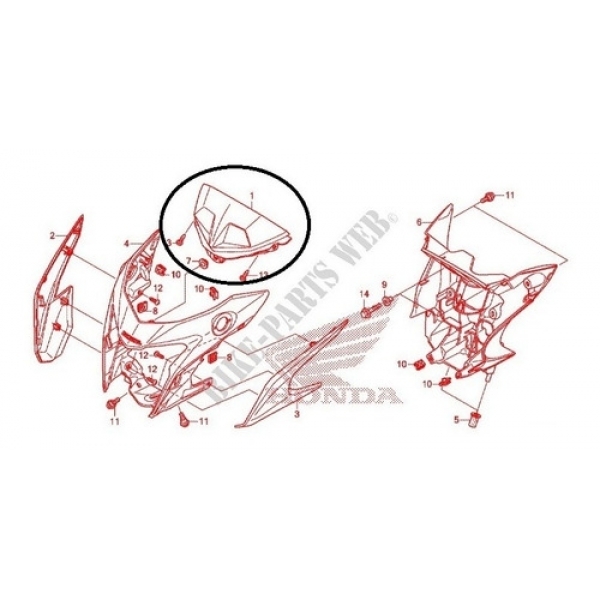 Carenagem Frontal Superior Painel Cb 250 F Twister 2016 2017 2018 2019 2020 2021 2022 Original Honda