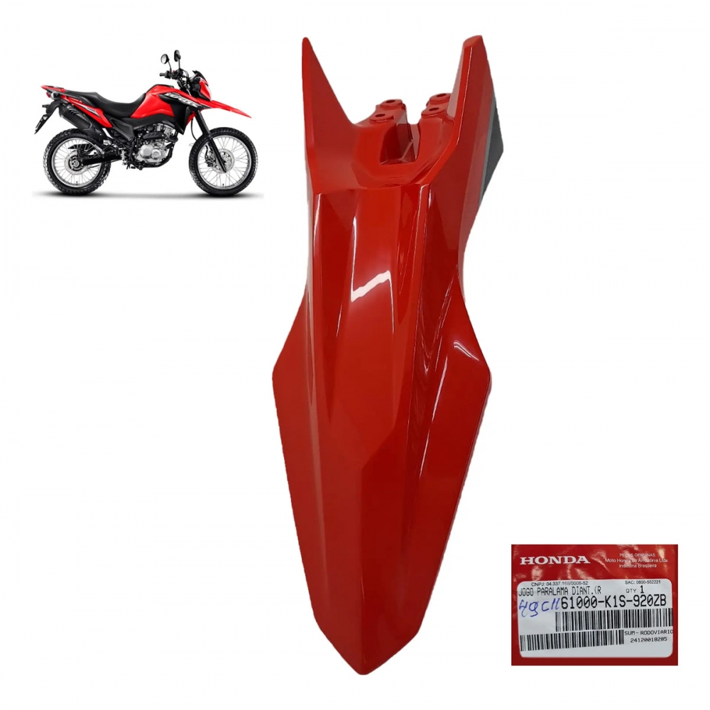 Paralama Dianteiro Moto Nxr Bros 160 Abs 2025 2026 Vermelha Original Honda 61000K1S920ZB Vermelho