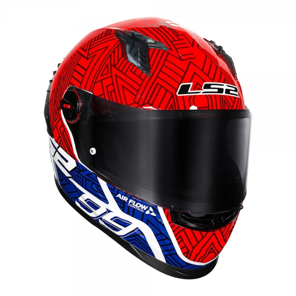 Capacete Moto LS2 FF358 Pro Classsic Tiempo Azul Vermelho C/ Spoiler Masculino Feminino Lançamento
