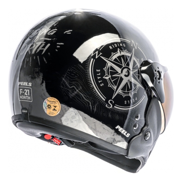 Capacete Moto Peels Mirage F 21 F-21 North Navy Custom Aviador C/ 2 Viseiras Queixeira Removível - Preto Brilho