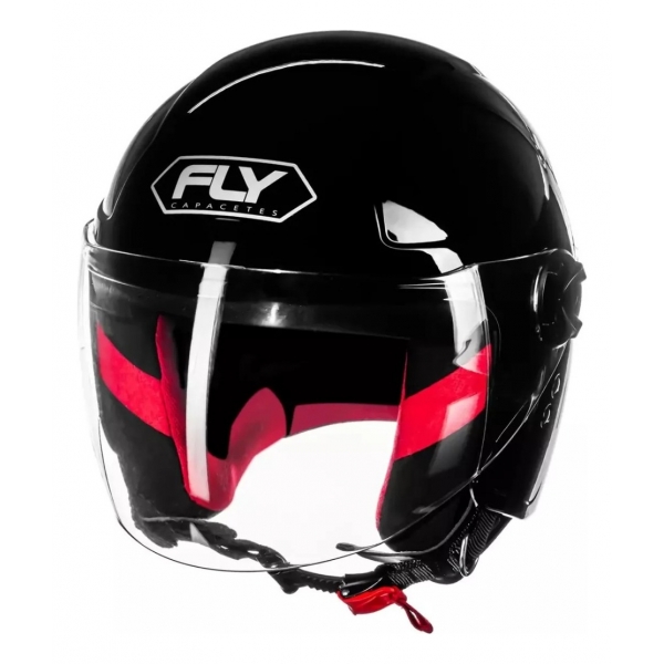 Capacete Moto Aberto Fly F17 F-17 Hg Jet Classic Masculino Feminino Preto C/ Selo Inmetro - Preto Brilho