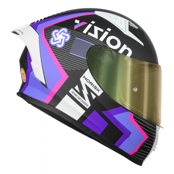 Capacete Moto Norisk Flow Vizion Preto Roxo Rosa C/ Spoiler + Viseira Extra Feminino Masculino