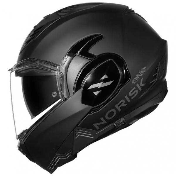 Capacete Moto Robocop Norisk Avenger Articulado 180 Graus C/ Óculos Interno Lançamento - Preto Fosco