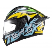 Capacete Esportivo Texx Raptor MotoGp Genesis C/ Spoiler + Viseira Extra Masculino Feminino - Azul Amarelo