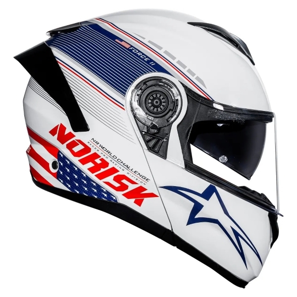 Capacete Articulado Robocop Norisk Force 2 Grand Prix Bandeira Usa Estados Unidos Escamoteável C/ Óculos