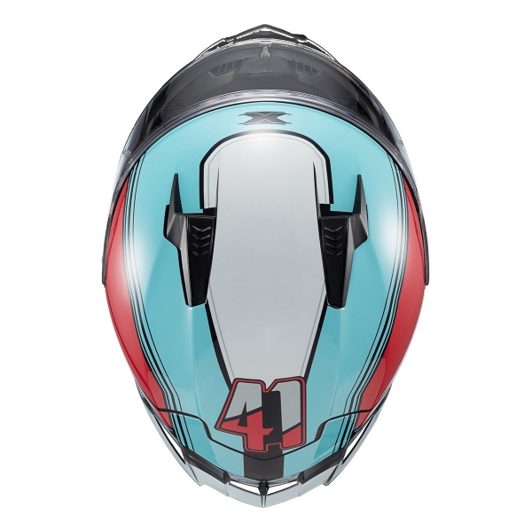 Capacete Moto Gp Esportivo Texx Raptor Hornet C/ Spoiler + Viseira Extra Masculino Feminino - Vermelho / Azul