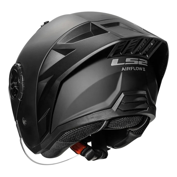 Capacete Moto Aberto Ls2 Of616 S Airflow II Black Preto Fosco C/ Aerofólio Masculino Feminino