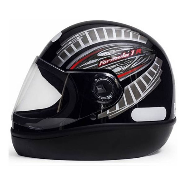 Capacete Moto Taurus San Marino Formula 1R Grafic Branco Preto Viseira 2mm Masculino Feminino - Preto